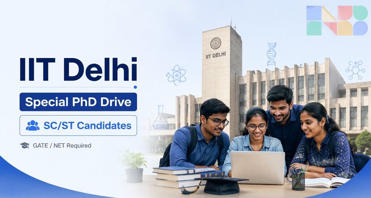 Candidate filling IIT Delhi PhD online application form 2026 on laptop at ecampus iitd ac in portal