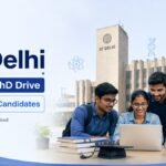Candidate filling IIT Delhi PhD online application form 2026 on laptop at ecampus iitd ac in portal